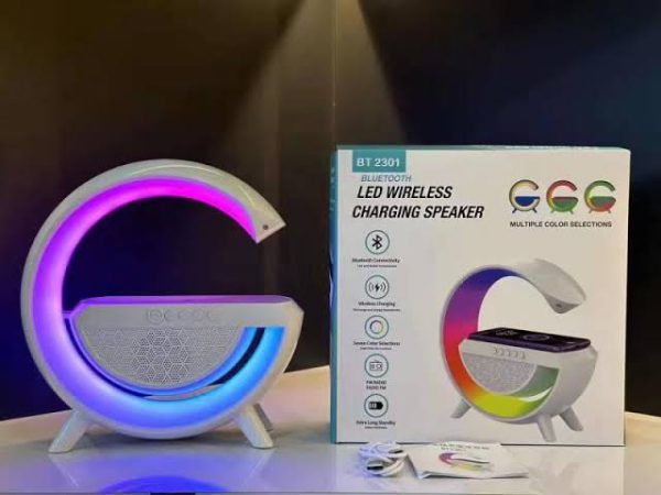 G Shaped RGB Light Table Lamp With Wireless Charger and Speaker