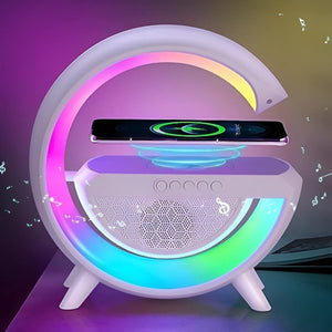 G Shaped RGB Light Table Lamp With Wireless Charger and Speaker