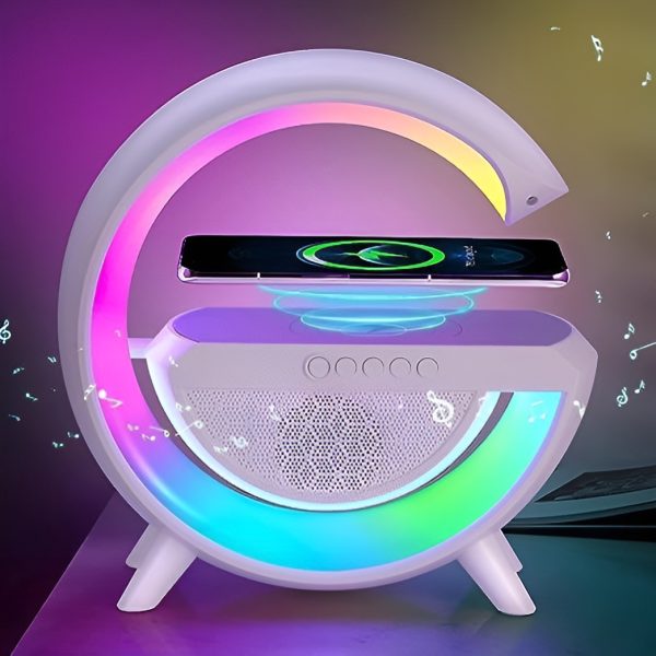 G Shaped RGB Light Table Lamp With Wireless Charger and Speaker