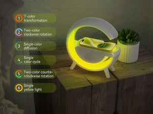 G Shaped RGB Light Table Lamp With Wireless Charger and Speaker