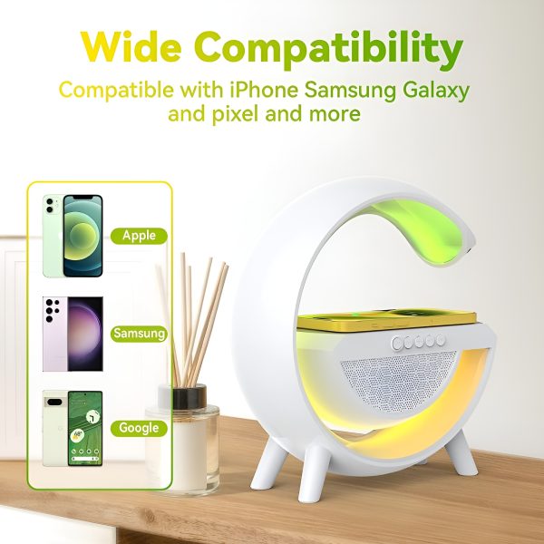 G Shaped RGB Light Table Lamp With Wireless Charger and Speaker
